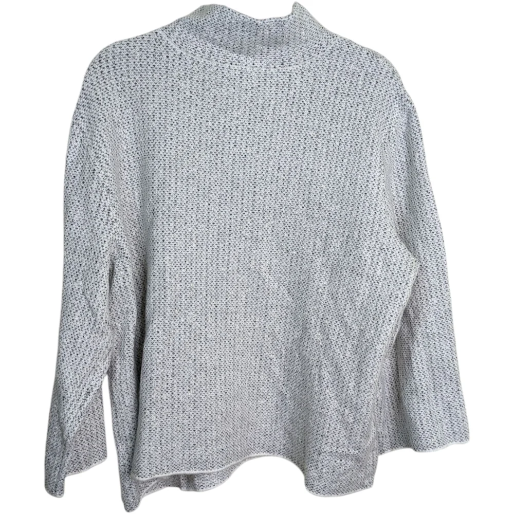 Habitat Tweed Sweater XL Gray Mock Neck Pullover Long Sleeve Textured Button - Picture 6 of 9
